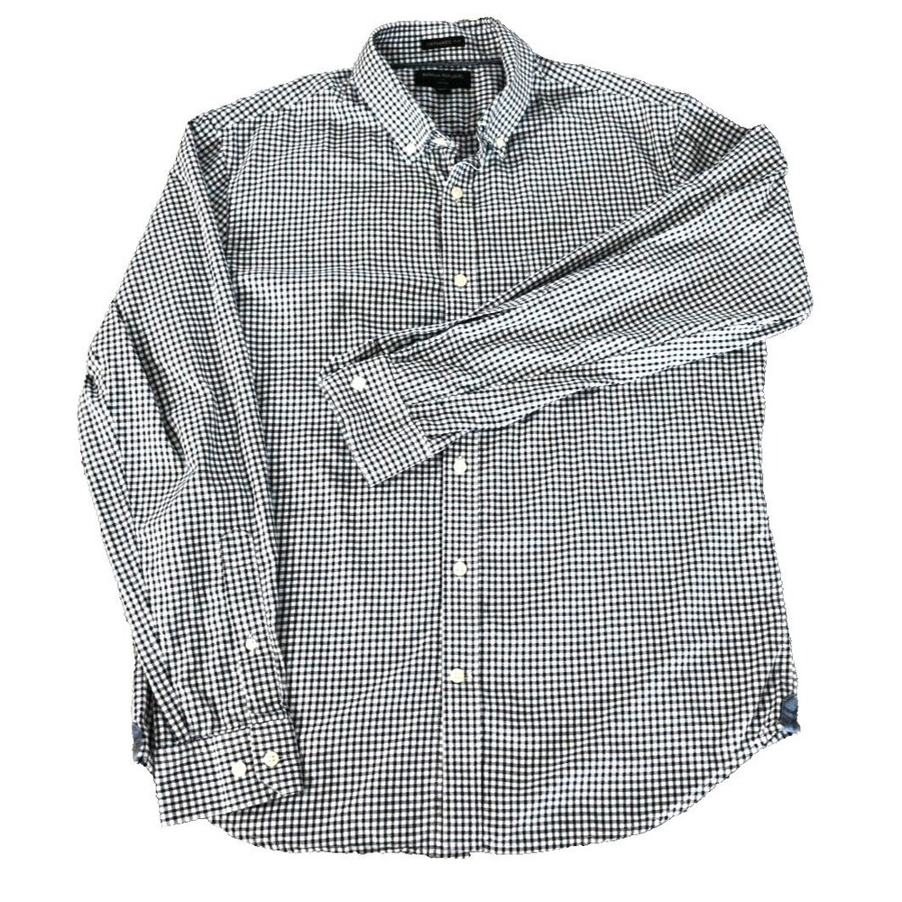 BANANA REPUBLIC Oxford Shirt Mens Large Untuck Fit Gingham Check Button Down LS